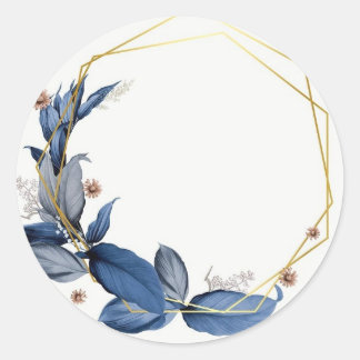 Sticker Rond Moderne Elegant bleu et or