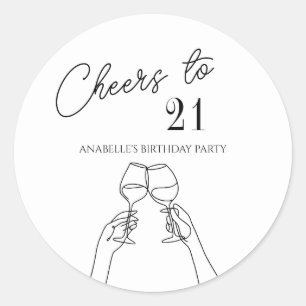 Sticker Rond Moderne élégant chic applaudit à la fête de 21 ans
