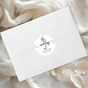 Sticker Rond Moderne Élégante Calligraphie Le Mariage De