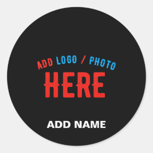 STICKER ROND MODERNE ET MODERNE PERSONNALISABLE NOIR VÉRIFIÉ