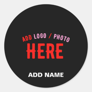 STICKER ROND MODERNE ET MODERNE PERSONNALISABLE NOIR VÉRIFIÉ