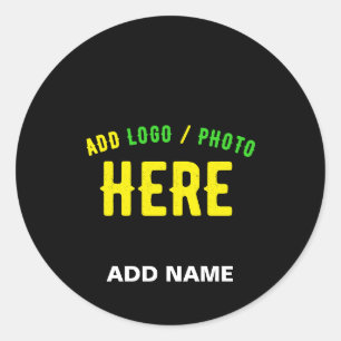 STICKER ROND MODERNE ET MODERNE PERSONNALISABLE NOIR VÉRIFIÉ