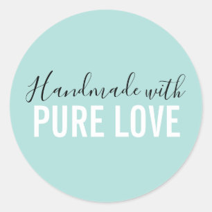 Sticker Rond Moderne fait main avec amour pur