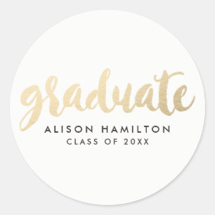 Sticker Rond Moderne Faux Gold Foil Graduation