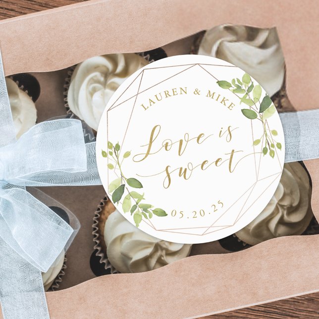 Sticker Rond Moderne Géométrique Verdure L'amour est Mariage do (Créateur téléchargé)