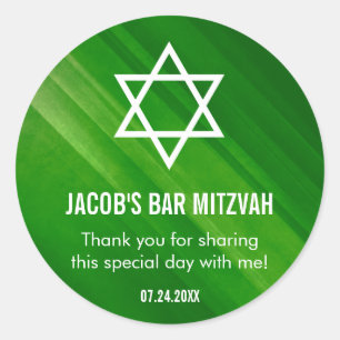 Sticker Rond Moderne Green Grunge Bar Mitzvah