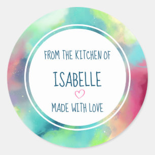 Sticker Rond Moderne Green & Red Space Nebula Aquarelle Cuisine