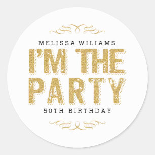 Sticker Rond Moderne Joyeux 50e anniversaire mignonne Je suis l