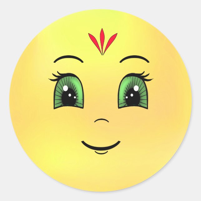 Sticker Rond Moderne Joyeux Soleil (Devant)