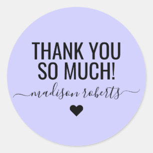 Sticker Rond Moderne merci beaucoup typographie lavande