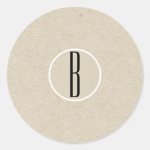 Sticker Rond Moderne minimal Kraft Rustique Monogramme Mariage 