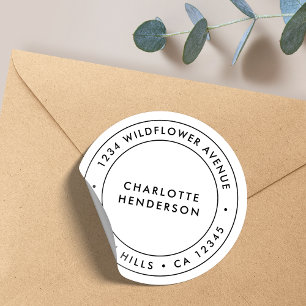 Sticker Rond Moderne minimaliste Adresse simple de retour fro