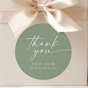 Sticker Rond Moderne minimaliste Élégant Sage Mariage vert