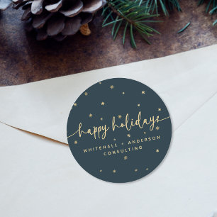 Sticker Rond Moderne minimaliste Happy Holidays Nom d'entrepris
