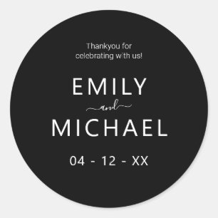 Sticker Rond Moderne minimaliste Mariage noir et blanc