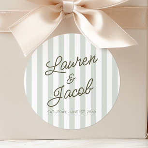 Sticker Rond Moderne Minimaliste Minimaliste Mariage Rayures Ve