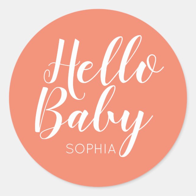 Sticker Rond moderne minimaliste simple baby shower mignon (Devant)