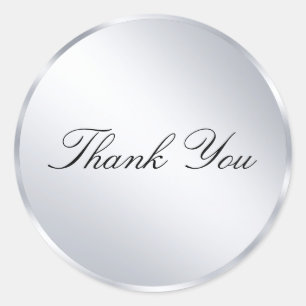 Sticker Rond Moderne modèle de texte Merci Métal Argent