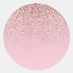 Sticker Rond Moderne modèle vierge paillettes or rose Ajouter d