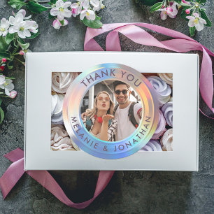 Sticker Rond Moderne Pastel Personnalisé Holographique Mariage 