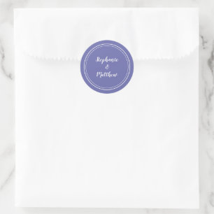 Sticker Rond Moderne Periwinkle Blue Mariage marié Groom Favori