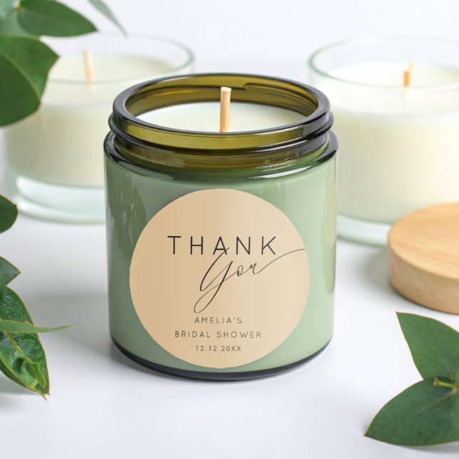 Sticker Rond Moderne remerciement de mariage Shower or beige do (Créateur téléchargé)