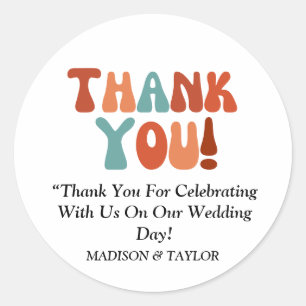 Sticker Rond Moderne Retro Super Coloré Personnalisé Mariage Fa