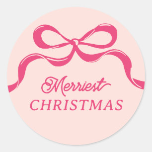 Sticker Rond Moderne Retro tendance Noël Rose Vacances