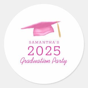 Sticker Rond Moderne Rose Girly 2025 Graduation