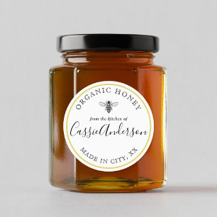 Sticker Rond Moderne Rustique fait maison miel Personnalisé