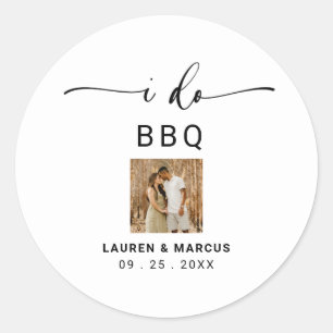 Sticker Rond Moderne Rustique Photo Je Fais Du BBQ 