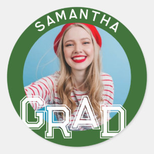 Sticker Rond Moderne Simple High School - Photo Graduation