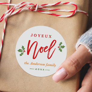 Sticker Rond Moderne Simple Joyeux Noel Joyeux Noël Favoriser