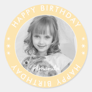 Sticker Rond Moderne Simple mignon Enfants Soft Happy Birthday 