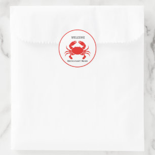 Sticker Rond Moderne Simple rouge crabe de mer frais
