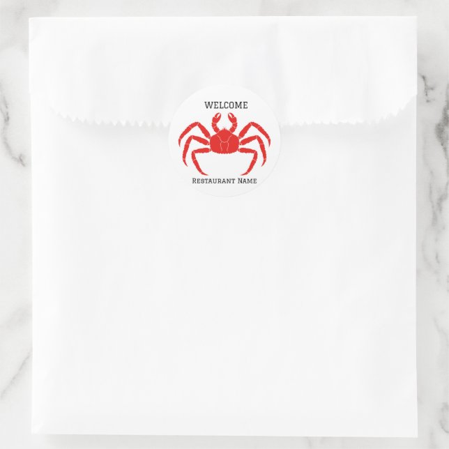 Sticker Rond Moderne Simple rouge crabe de mer frais (Sac)
