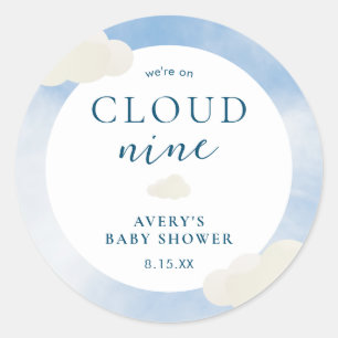 Sticker Rond Moderne sur nuage 9 Baby shower Favoriser