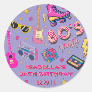 Sticker Rond Moderne tendance des années 80 Anniversaire de fêt