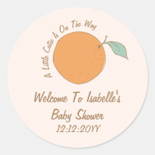 Sticker Rond Moderne Un Baby shower Orange Un Peu Cutie Accueil