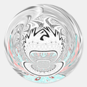 Sticker Rond Moderne Urban Ash Gris Flora Abstrait Motif Art