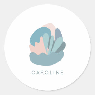 Sticker Rond Modernisme Abstrait cool en bleu Personnalisé