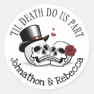 Sticker Rond Modifiable jusqu'à la mort Do us Part Mariage