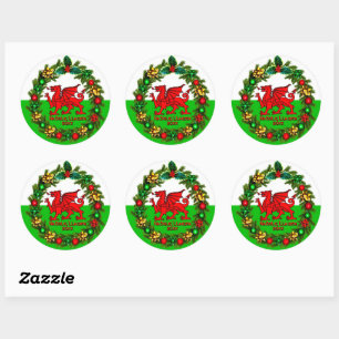 Sticker Rond Modifier l'année texte Gallois drapeau rouge drag