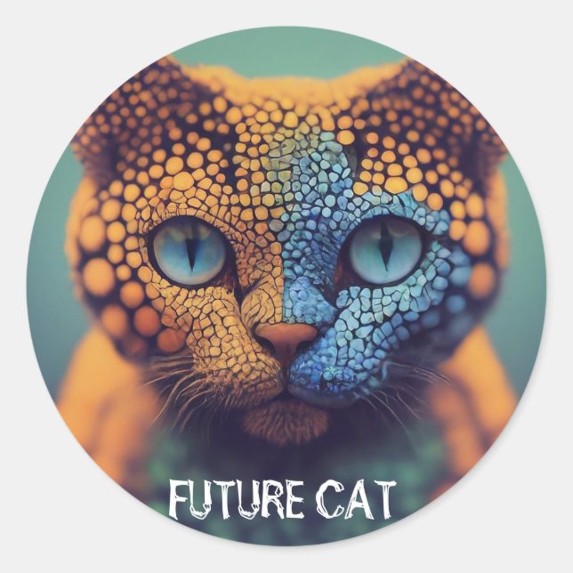 Sticker Rond Modifier le texte Futur Chat Personnaliser le nom (Devant)