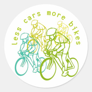 Sticker Rond Moins de voitures plus de vélos