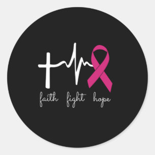 Sticker Rond Mois conscient du cancer du sein - Drôle Cardiaque