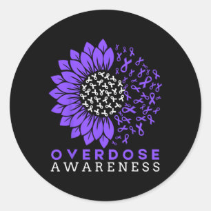 Sticker Rond Mois de la sensibilisation aux surdoses Ruban de t