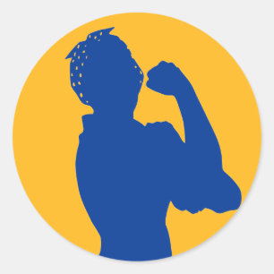 Sticker Rond Mois de l'histoire des femmes Rosie Riveter Marine