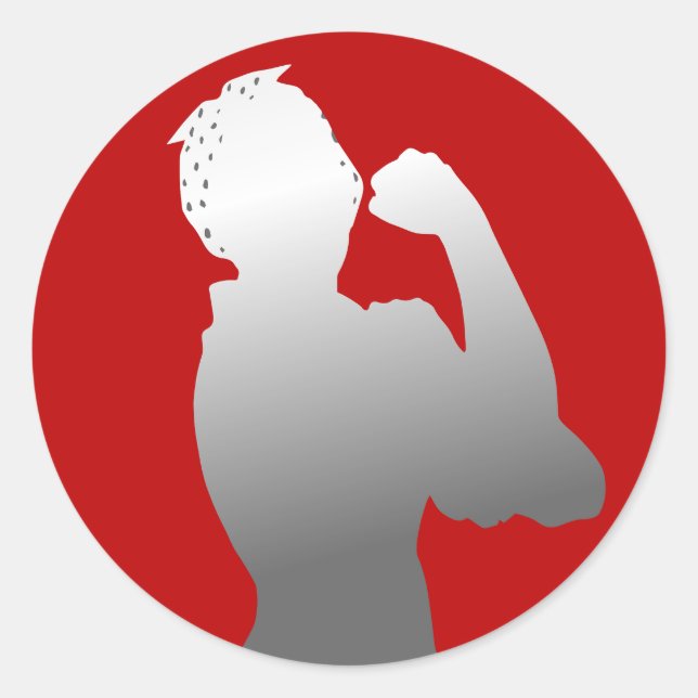 Sticker Rond Mois de l'histoire des femmes Rosie Riveter Scarle (Devant)