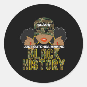 Sticker Rond Mois de l'histoire des Noirs Ouchea Afro Puffs Aav
